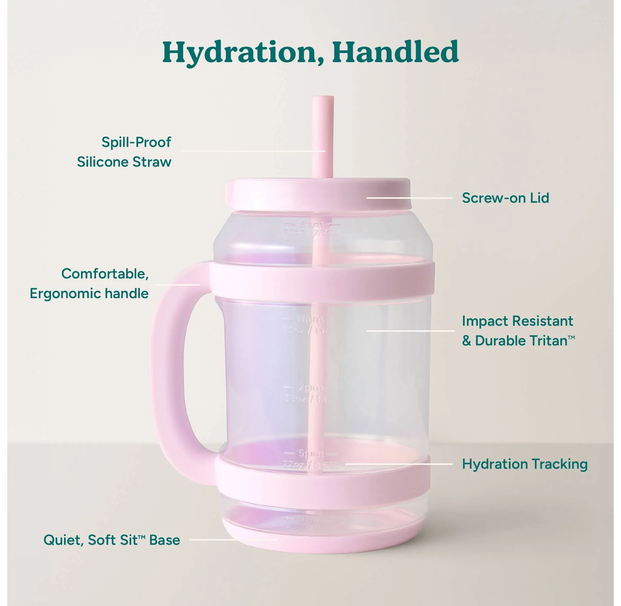 80oz Tritan Waterday Mug Light Pink: Iridescent Tumbler with Straw & Twist-Off Lid, Dishwasher-Safe - Kaedas