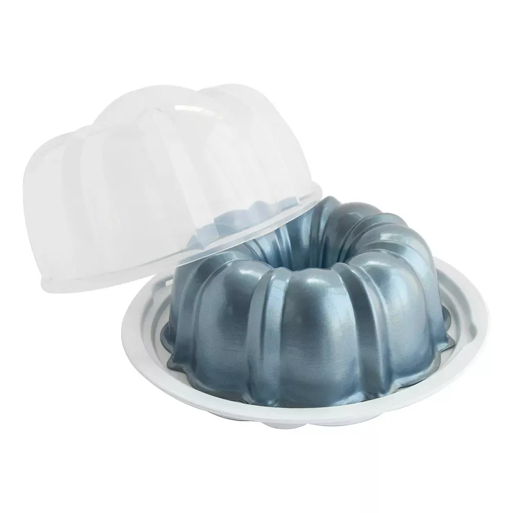 12 Cup Formed Aluminum Bundt Pan Blue with Cake Keeper - Kaedas