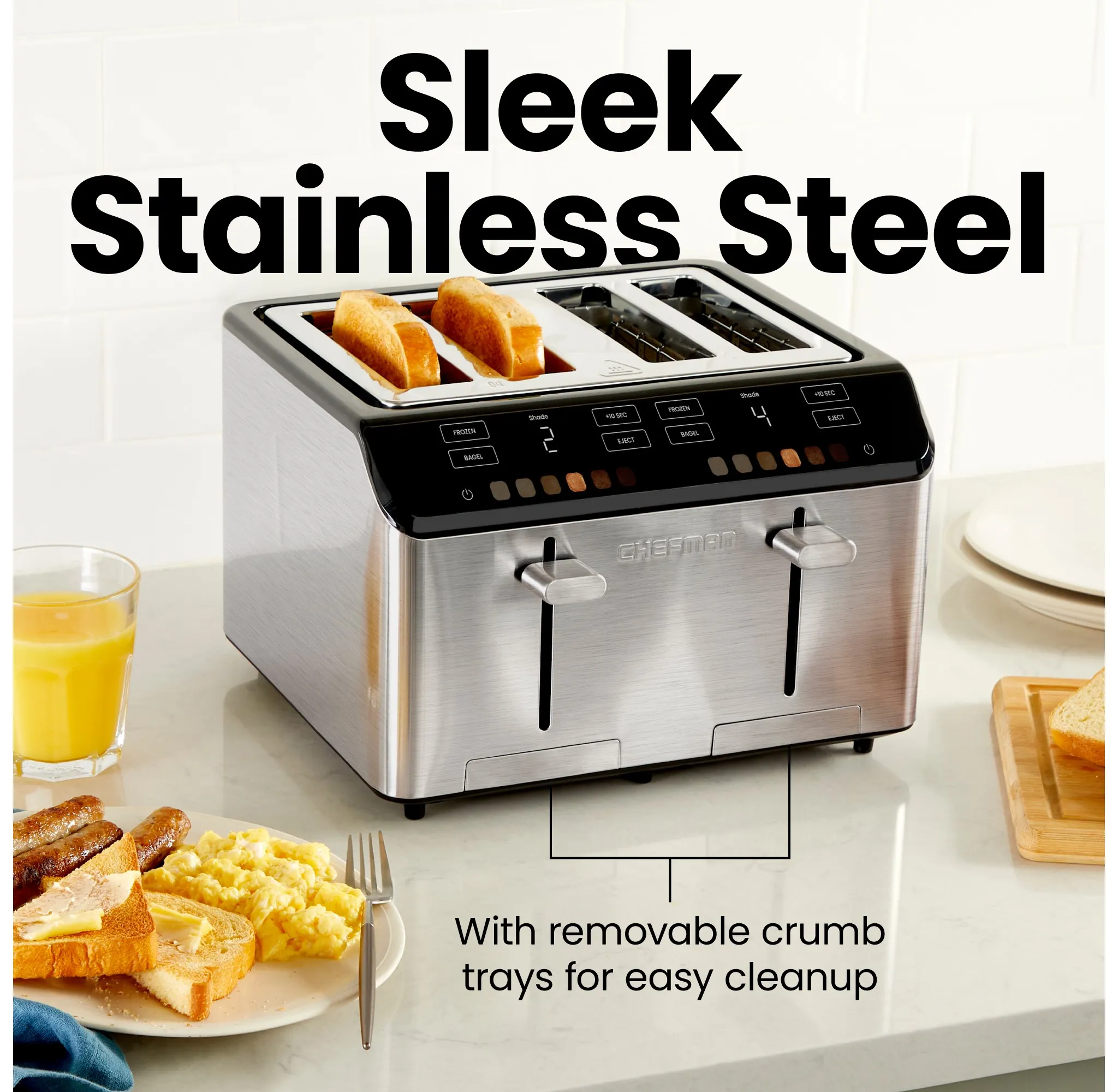 Smart Touch™ 4 Slice Digital Toaster with 6 Touchscreen Shade Settings – Stainless Steel - Kaedas