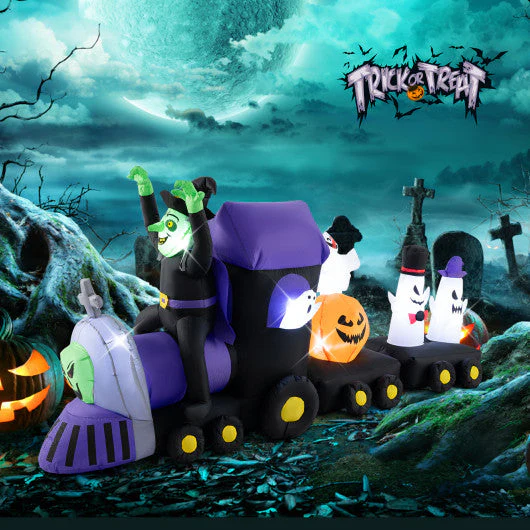 8.2 Feet Long Halloween Inflatable Train With Witch and 4 Ghosts - Kaedas