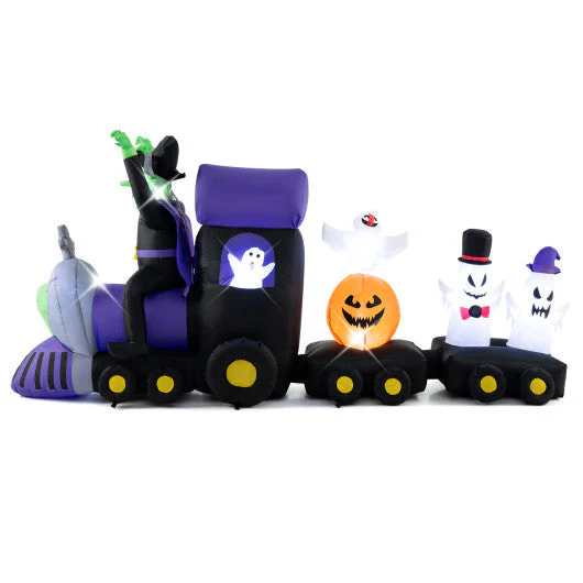8.2 Feet Long Halloween Inflatable Train With Witch and 4 Ghosts - Kaedas