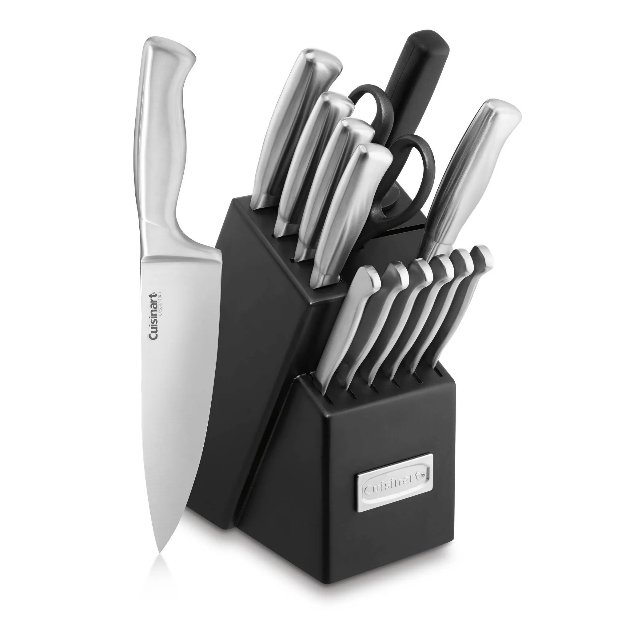 15pc Stainless Steel Cutlery Block Set - Silver - Kaedas