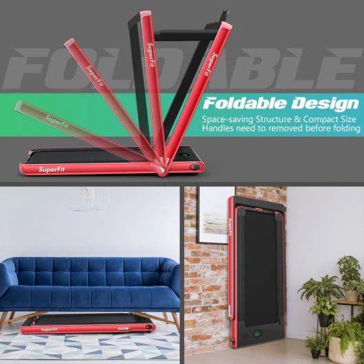 2.25HP 2 in 1 Folding Treadmill With APP Speaker Remote Control-Red - Kaedas