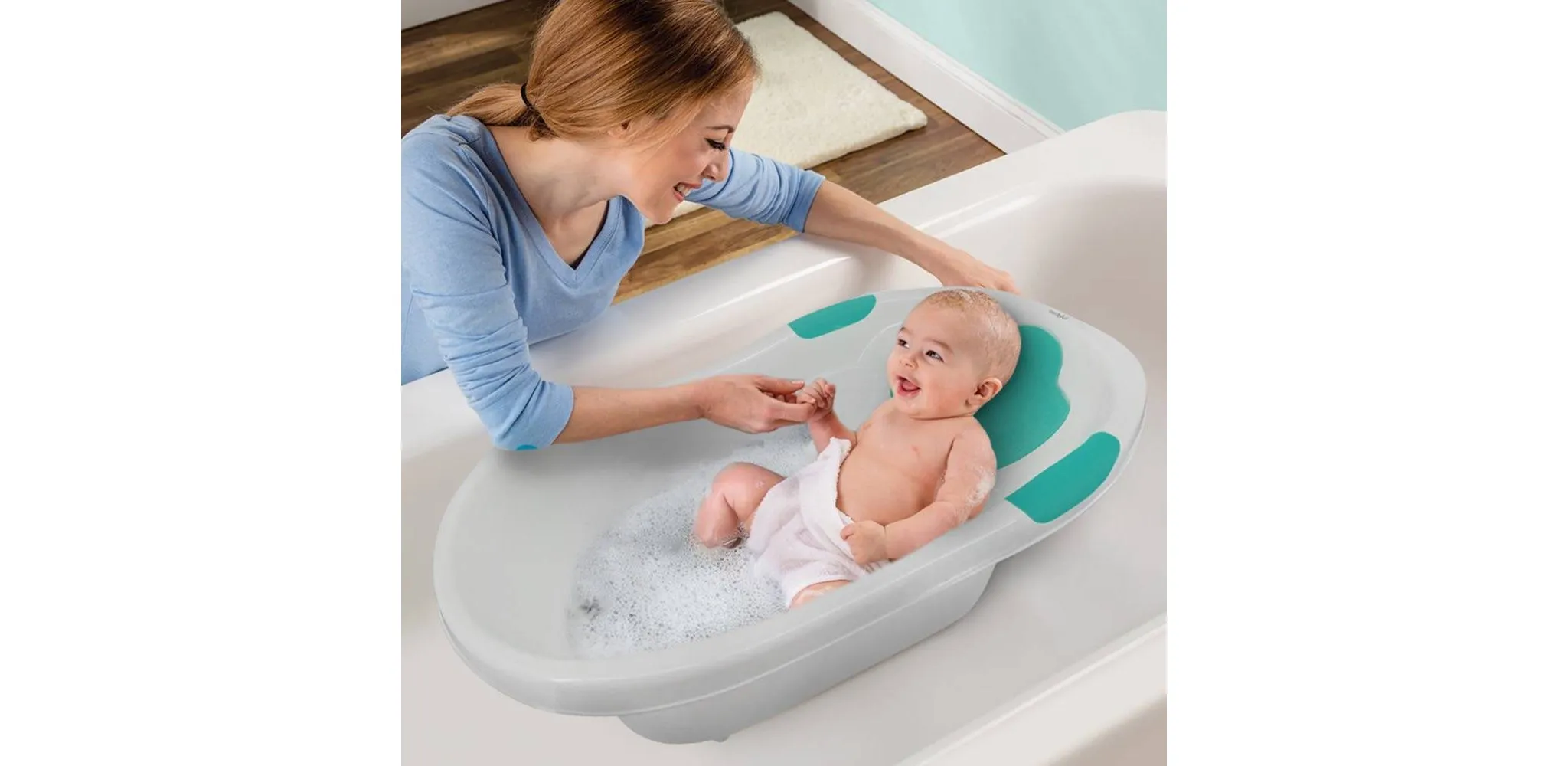 Baby Bathtub with Head Cushion - White - Kaedas