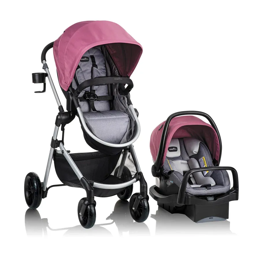 Pivot Modular Travel System With SafeMax Car Seat - Dusty Rose - Kaedas