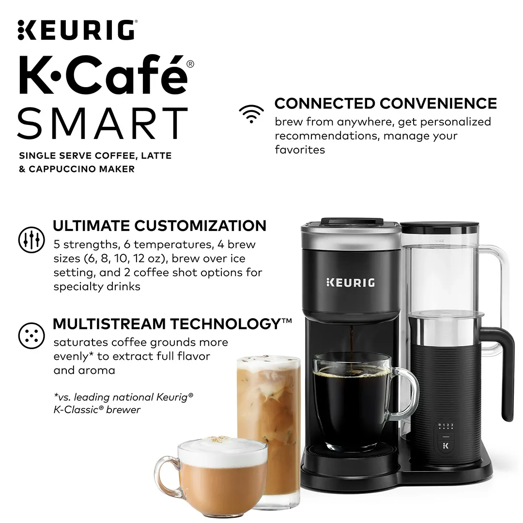 Keurig K-Caf̩ SMART Single-Serve Coffee Maker with WiFi Compatibility, 6 Brew Sizes - Black - Kaedas