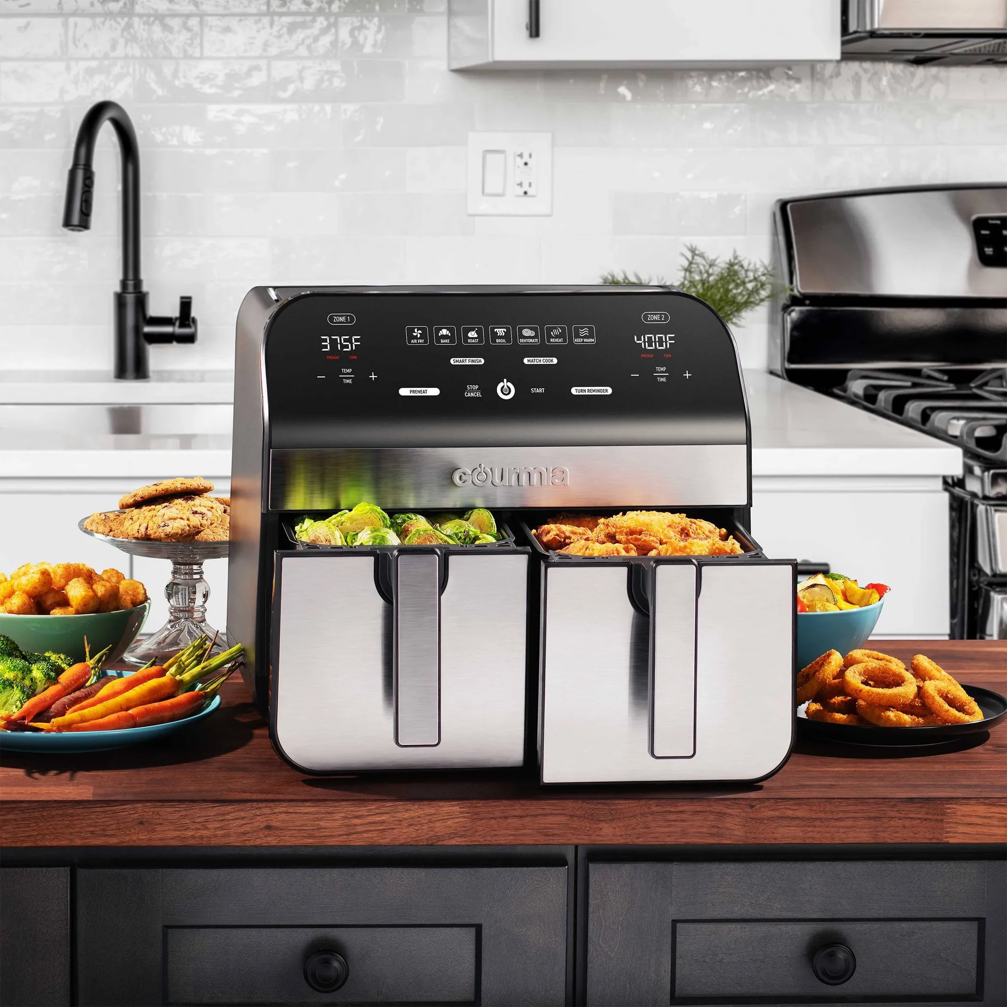 10-Qt. Dual Basket Digital Air Fryer with Smart Finish & Match Cook - Kaedas