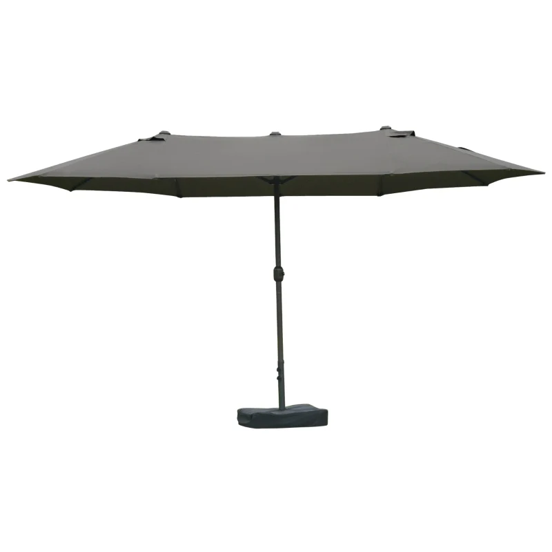 Outsunny Patio Umbrella 15' Steel Rectangular - Dark Gray - Kaedas