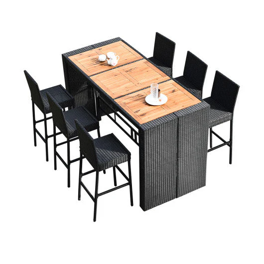 7 Pieces Patio Rattan Wicker Dining Furniture Set - Kaedas