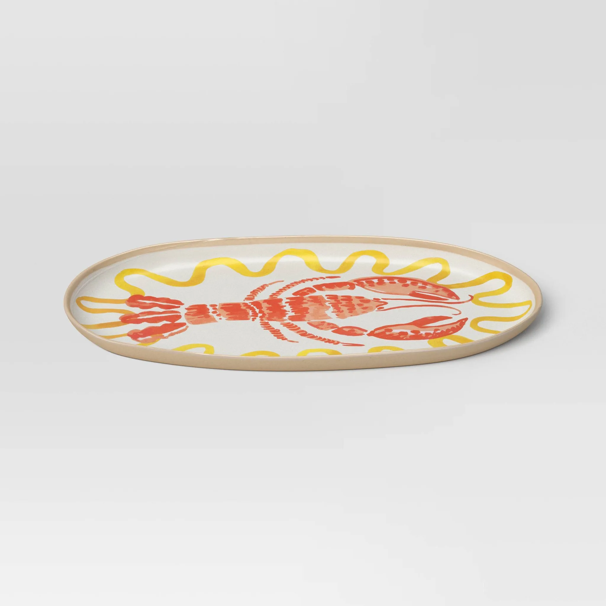 Coastal 16-Inch Oval Lobster Serving Platter - Orange - Kaedas