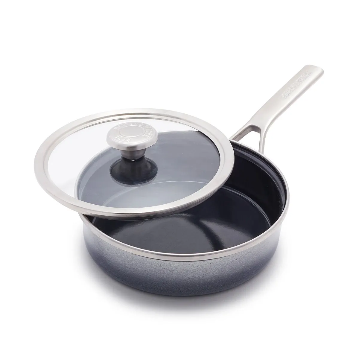GreenPan Merten & Storck Steel Core Enameled 2-Quart Sauté Pan with Lid - Cloud Gray - Kaedas