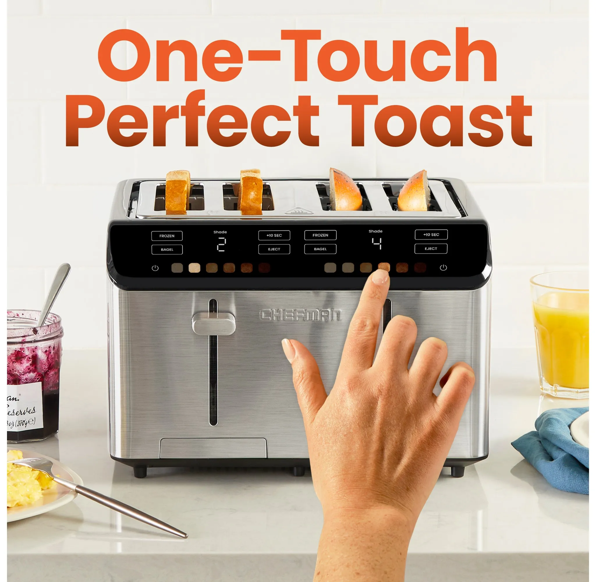 Smart Touch™ 4 Slice Digital Toaster with 6 Touchscreen Shade Settings – Stainless Steel - Kaedas