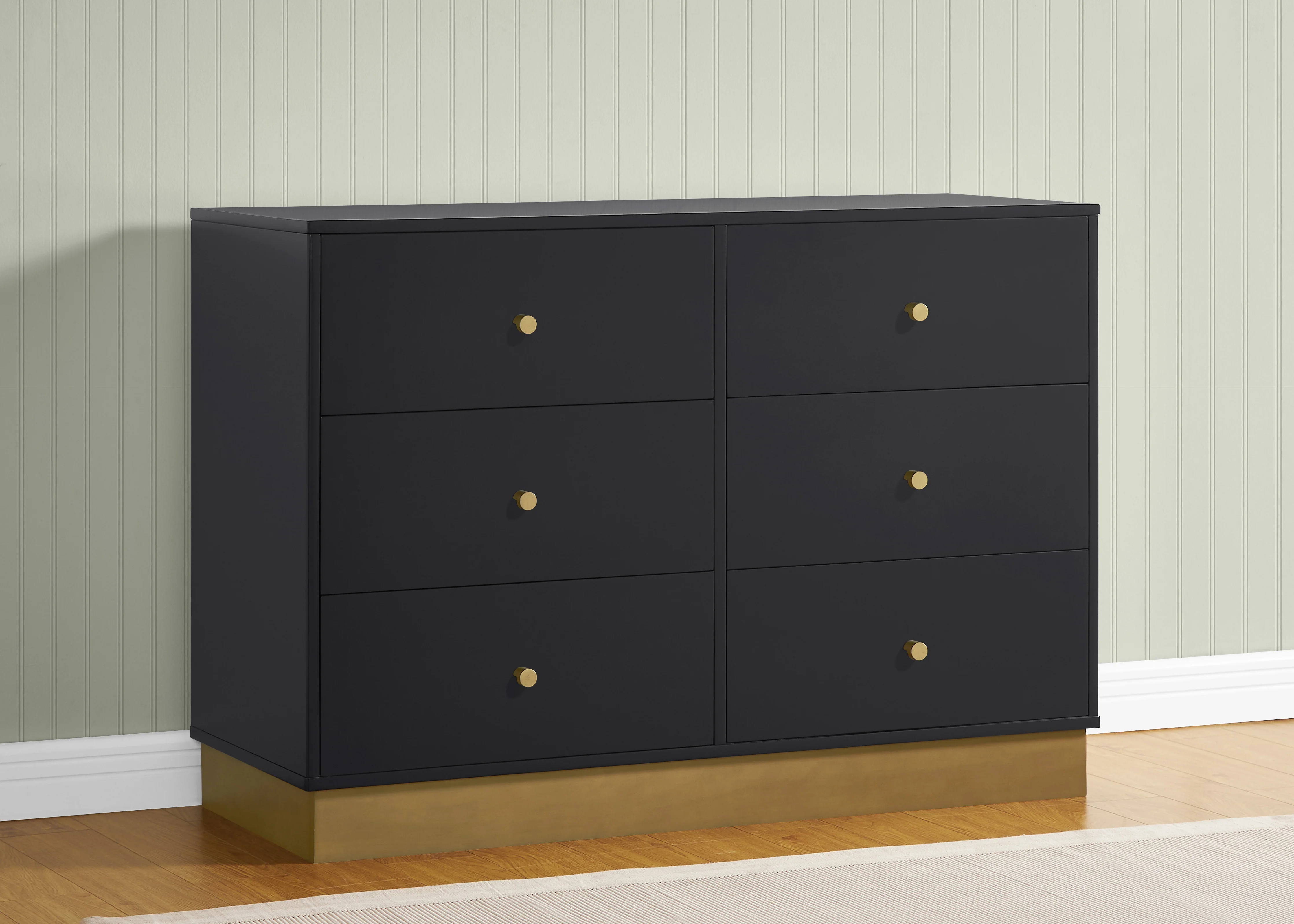 James 6 Drawer Dresser With Interlocking Drawers - Midnight Grey with Acorn - Kaedas