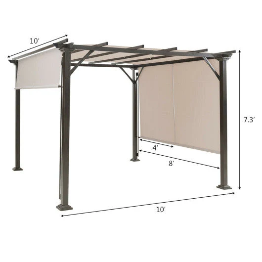 10 X 10 Feet Metal Frame Patio Furniture Shelter-Beige - Kaedas