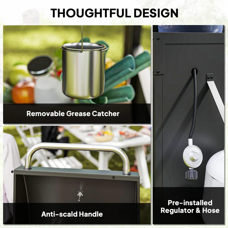 Outsunny 3 Burner Propane Gas Grill with Side Burner - Kaedas