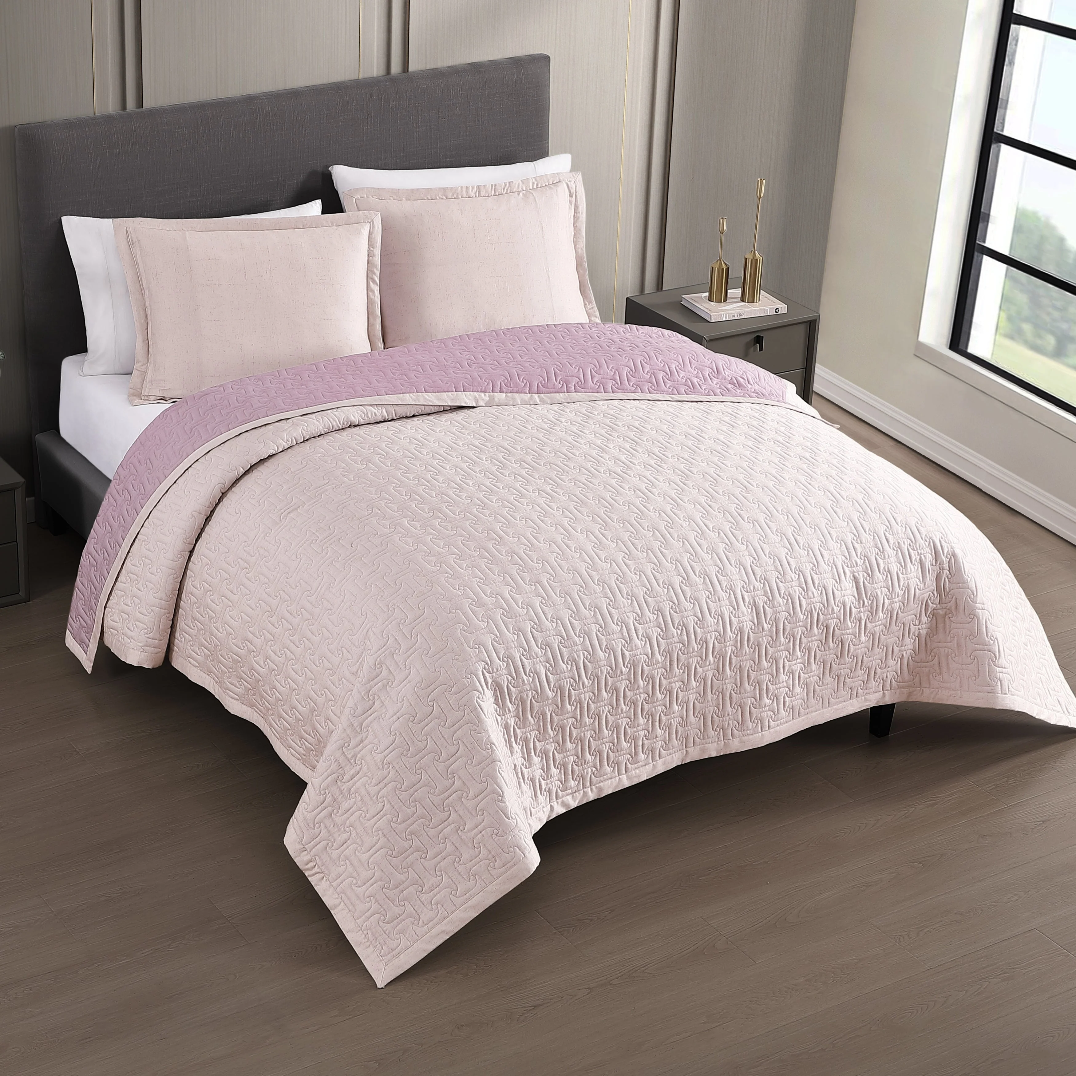 Bebejan 3 Piece Textured Quilted Coverlet Set - Kaedas