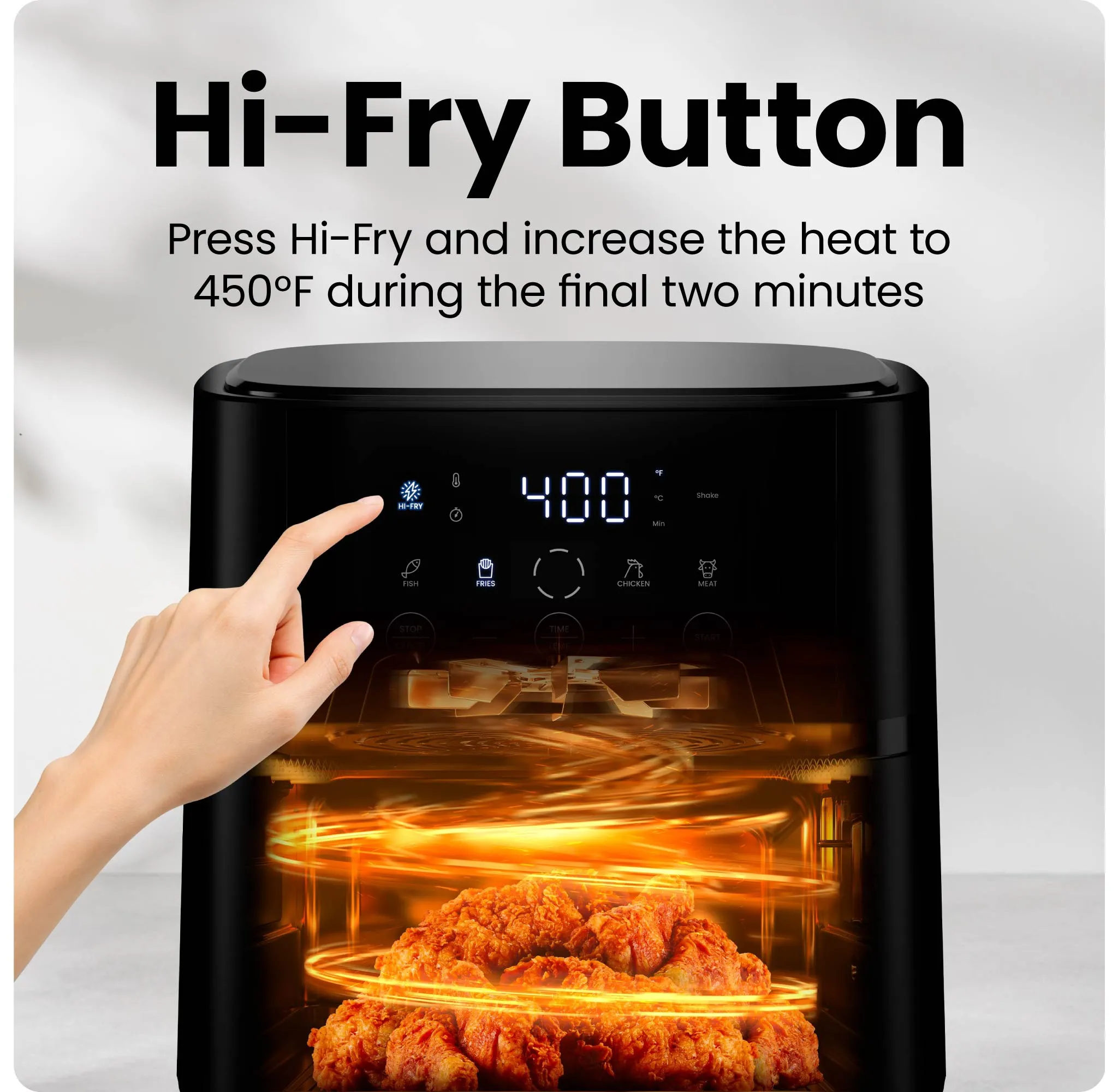 TurboFry Touch 4-Qt Easy-View Air Fryer w/ 4 Cooking Presets and 450F Hi-Fry Button - Black - Kaedas