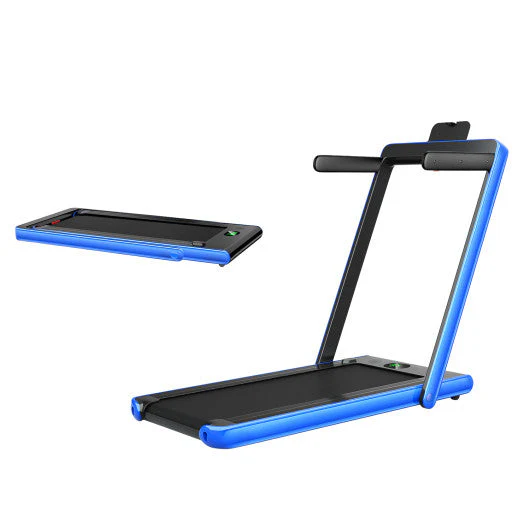 2.25HP 2 in 1 Folding Treadmill With APP Speaker Remote Control-Navy - Kaedas