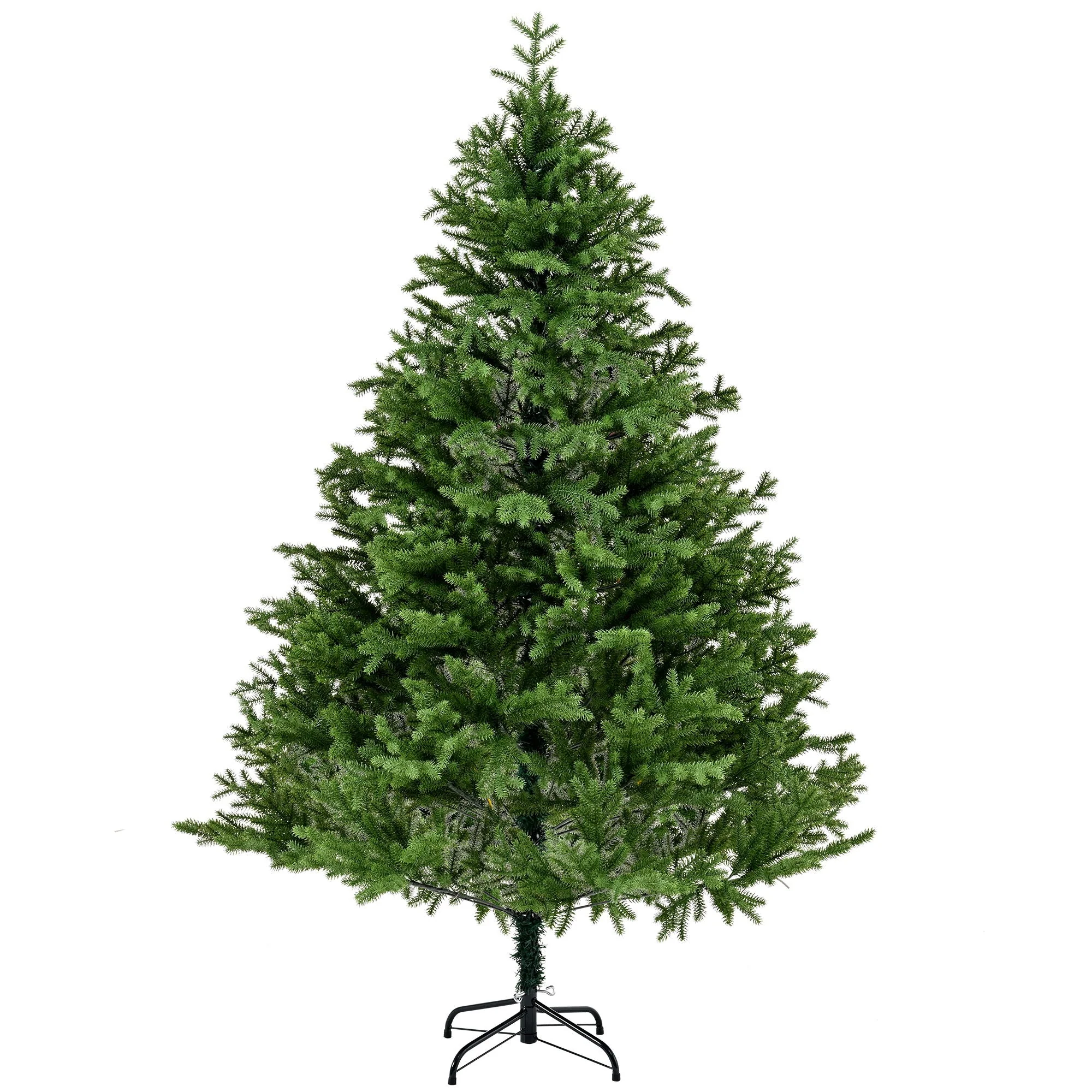 7Ft Spruce Full Christmas Tree Unlit With Hinged Branches and Foldable Stand - Green - Kaedas