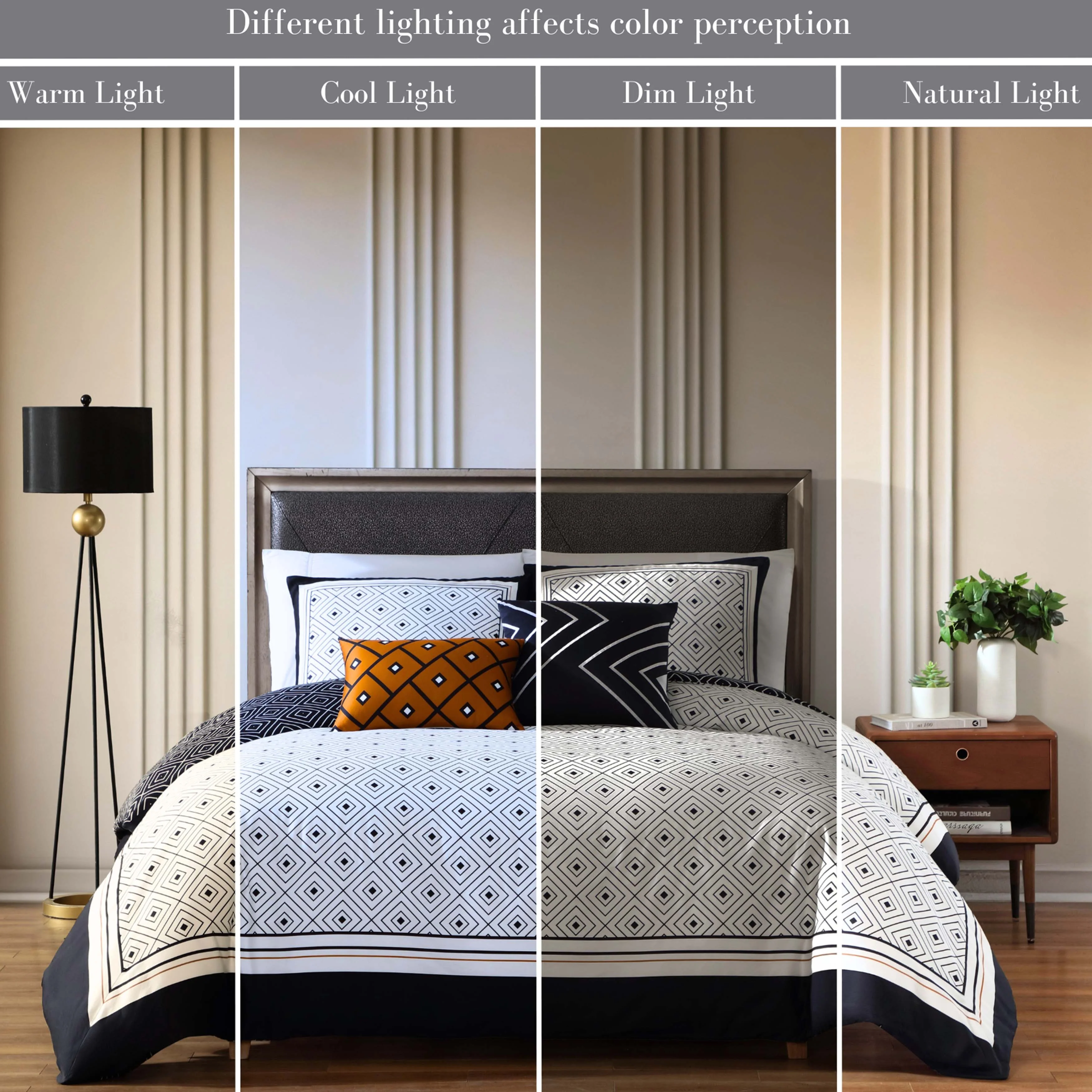 Bebejan Geometric Black & White 5 Piece Reversible Comforter Set - Kaedas