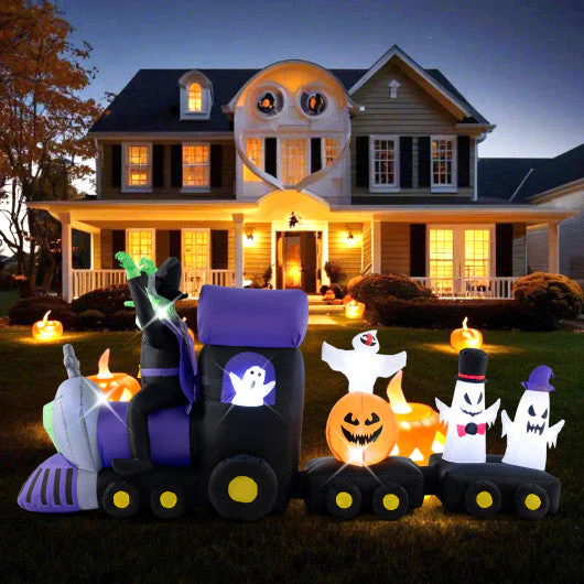 8.2 Feet Long Halloween Inflatable Train With Witch and 4 Ghosts - Kaedas