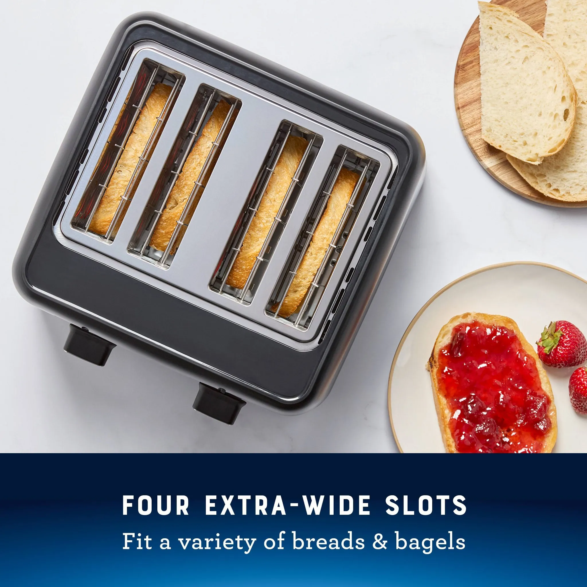 4-Slice Toaster With Extra-Wide Slots Black: Bagel & Bread Toaster, 1560W, Kitchen Aid, Spot Clean - Kaedas