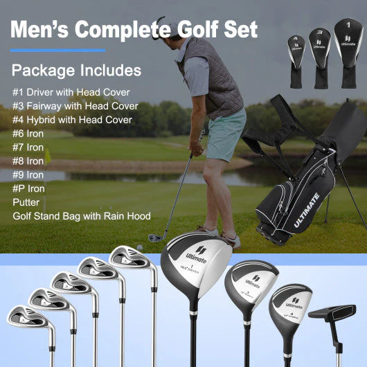 Men¡¯s Profile Complete Golf Club Package Set Includes 10 Pieces-Black - Kaedas