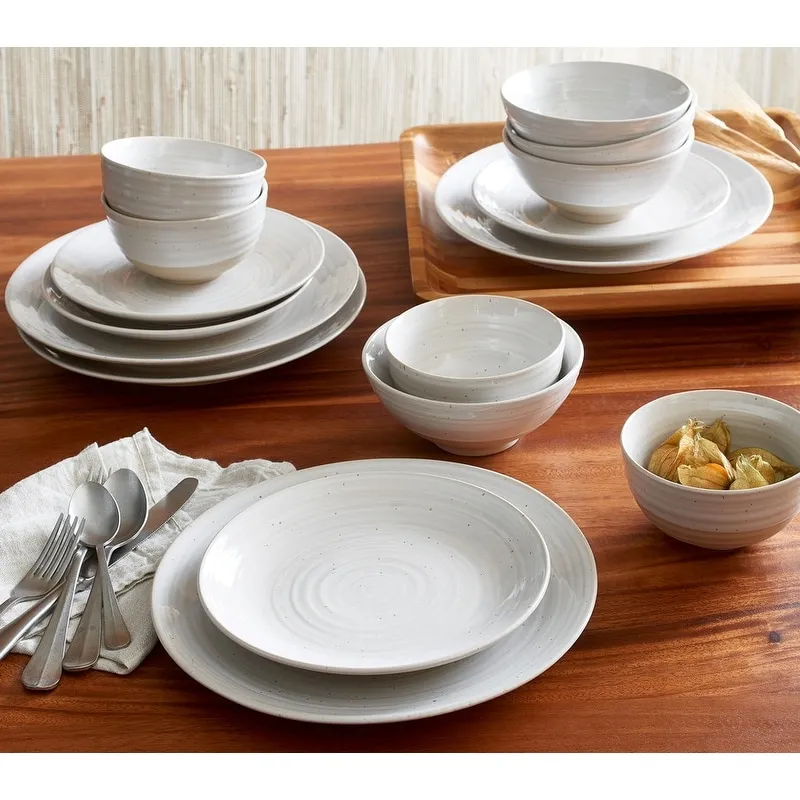 Sango Siterra Round 16 Piece Dinnerware Set, Service for 4 - White - Kaedas