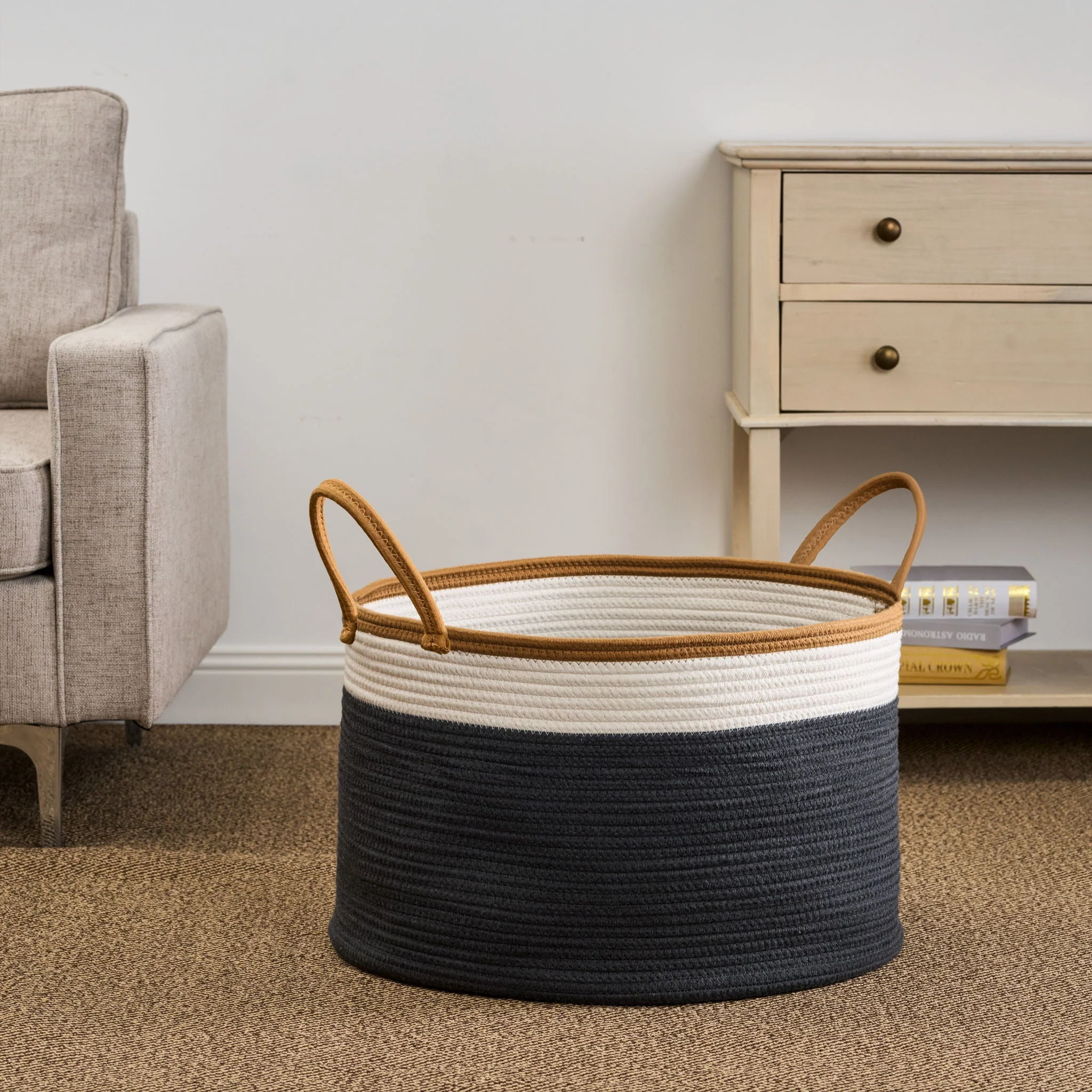 Francis - Cotton Round Laundry and Storage Basket - Kaedas