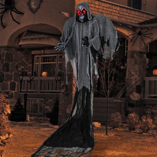 12.1 Ft Skeleton Ghost With Flickering Red Eyes and Scary Sounds - Kaedas
