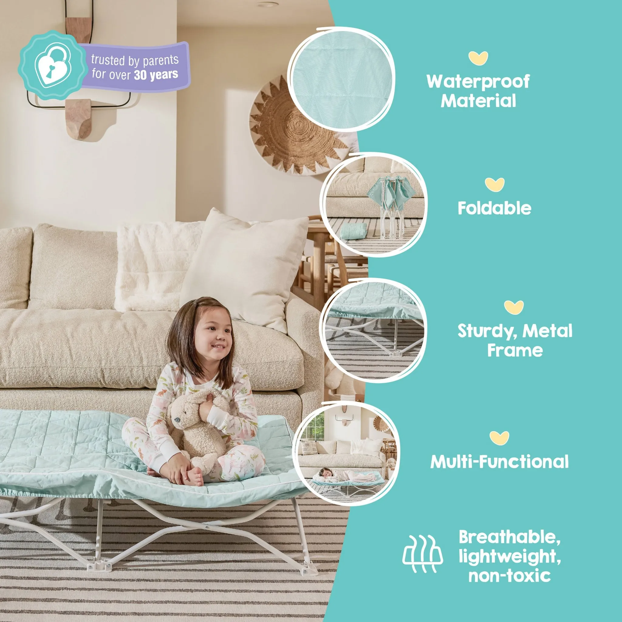 My Cot with Quilted Waterproof Sheet - Kaedas