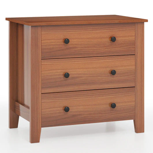3 Drawer Dresser Chest of Drawers Bedside Table-Walnut - Kaedas