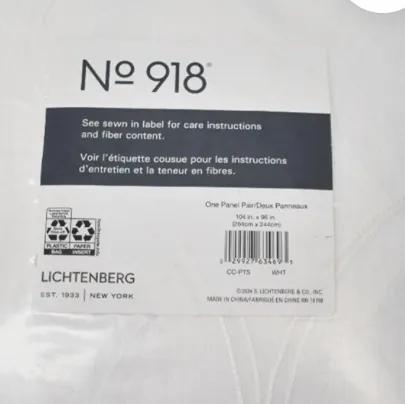 Single Panel White Curtain Drape - 104