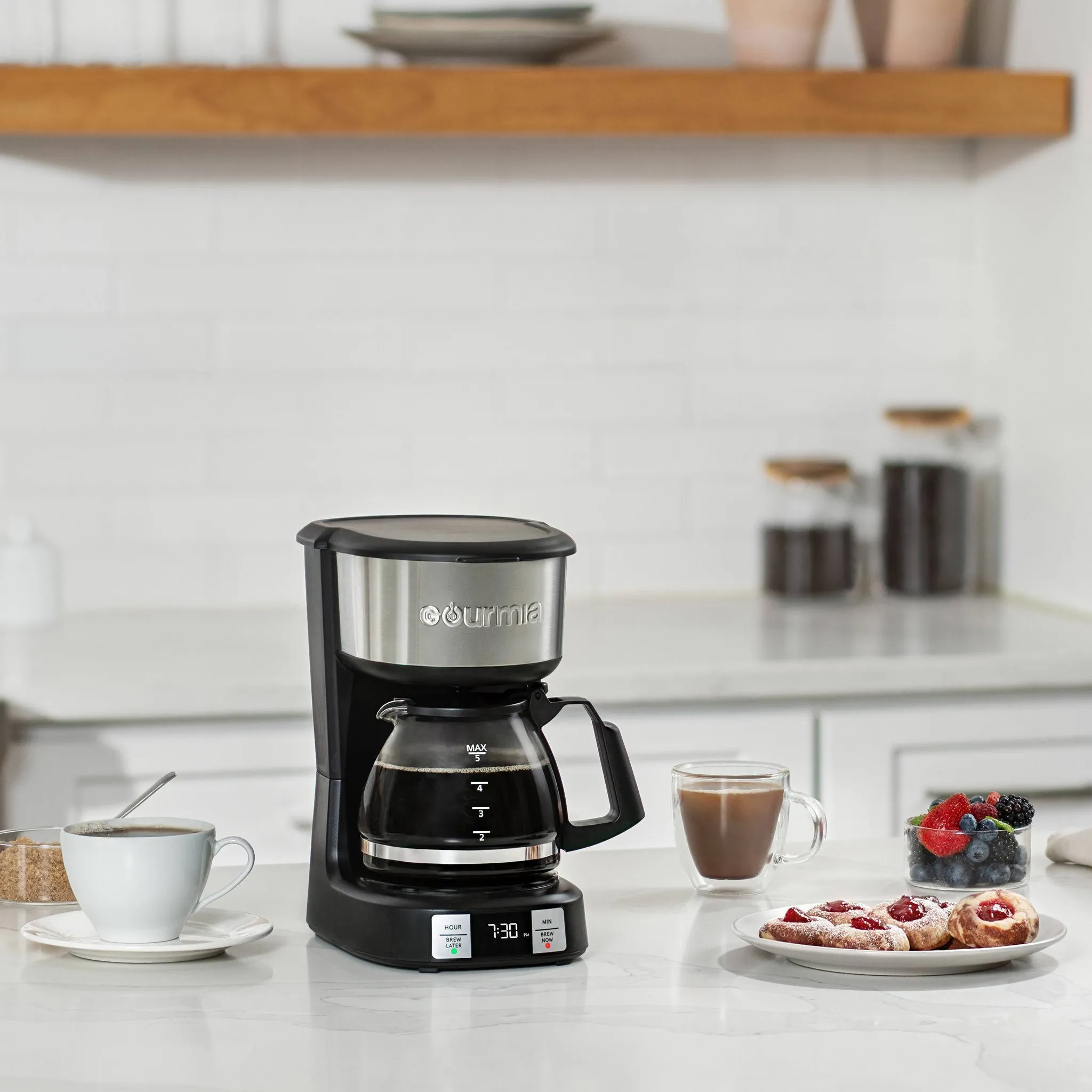 5 Cup Programmable Drip Coffee Maker with Brew Later Black - Kaedas