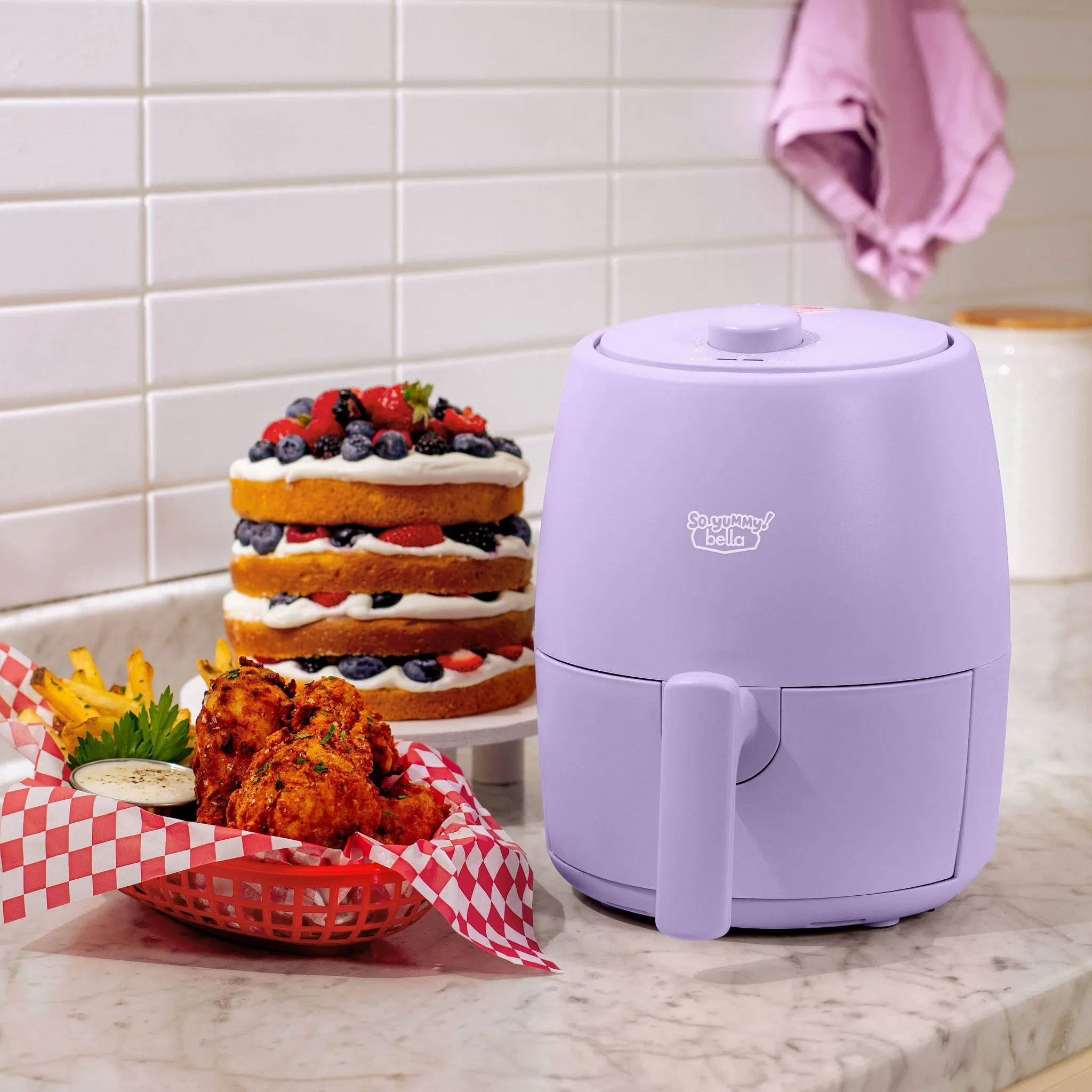 2Qt Lavender Air Fryer with 1200W Power and Dishwasher-Safe Parts - Kaedas