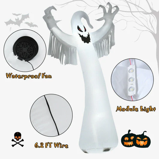 12 Feet Halloween Inflatable Spooky Ghost With Blower and LED Lights - Kaedas
