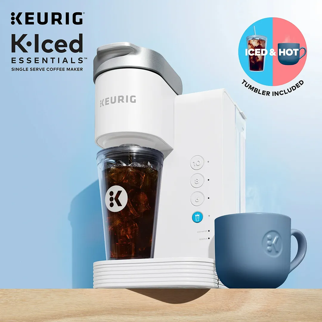 K-Iced Essentials Iced and Hot Single-Serve K-Cup Pod Coffee Maker - White (See Description) - Kaedas