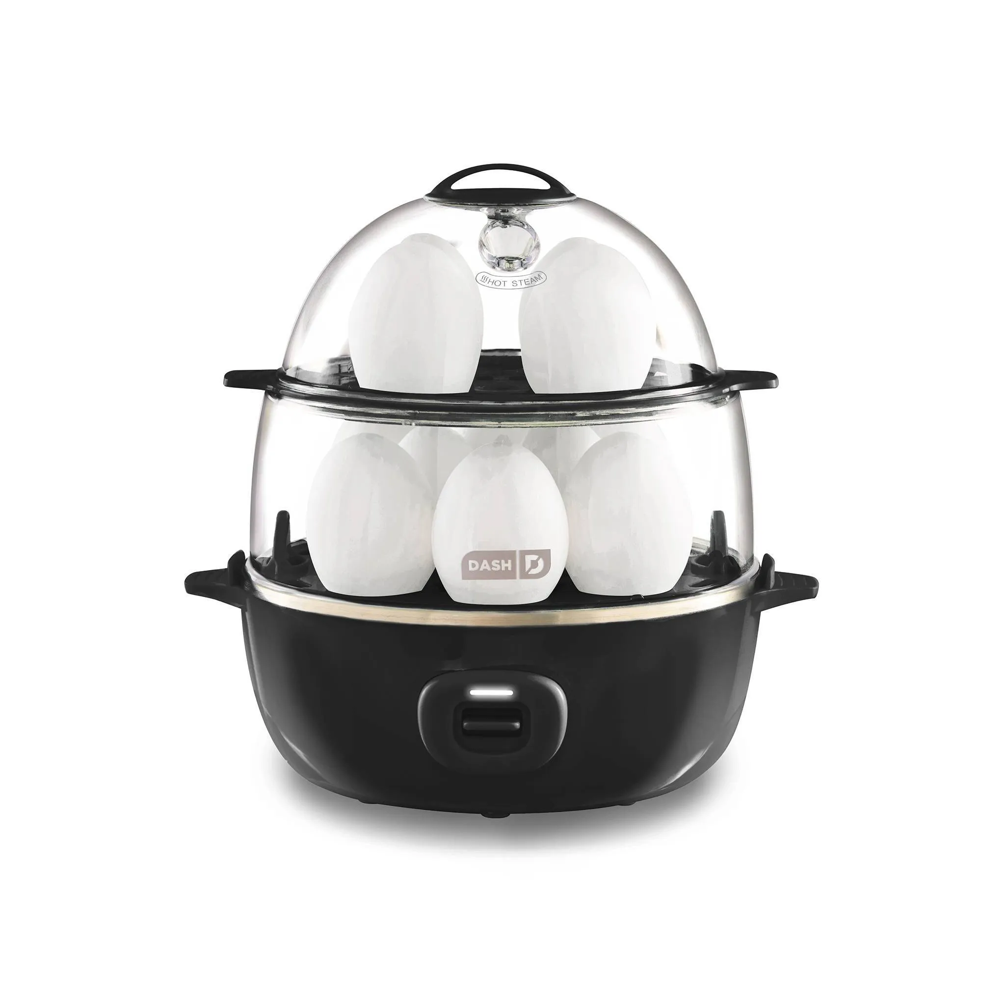 Deluxe Express Egg Cooker:  12-Egg Electric Cooker, Hard & Soft Boiled, Poaching, Dishwasher-Safe Parts, Black - Kaedas