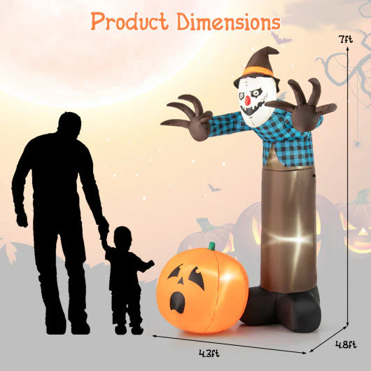 7 FT Inflatable Halloween Haunted Scarecrow Pumpkin Ghost With Built-in LED Lights - Kaedas