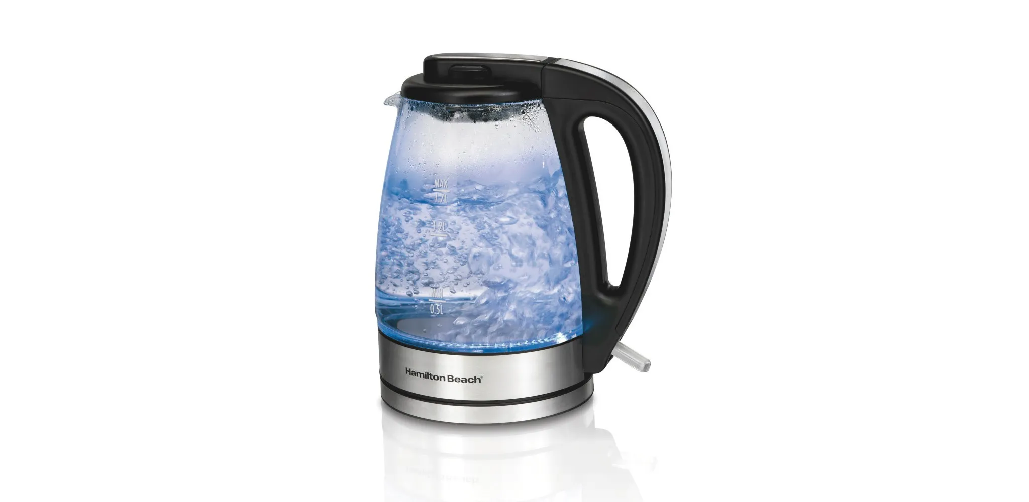 1.7L Illuminated Glass Kettle - 40869: Electric Water Boiler, Overheat Protection, Cordless, LED Indicator - Kaedas