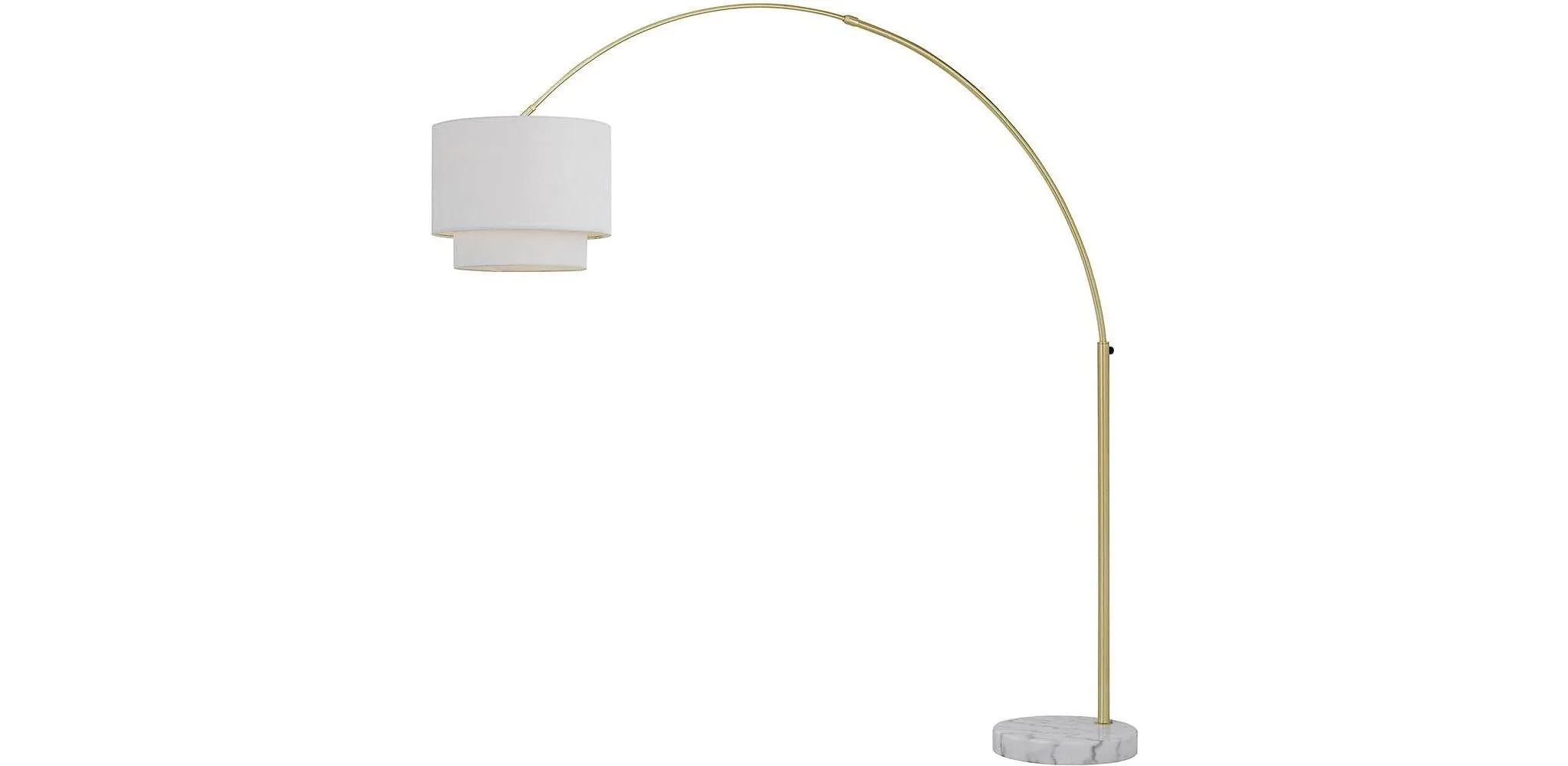 Arched Floor Lamp In Brushed Gold With Fabric Shade - Kaedas