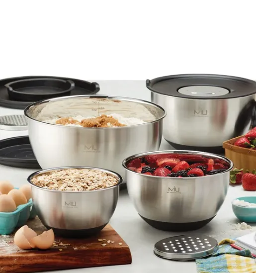 8 Piece Stainless Steel Mixing Bowls Set with Graters & Lids (See Description) - Kaedas