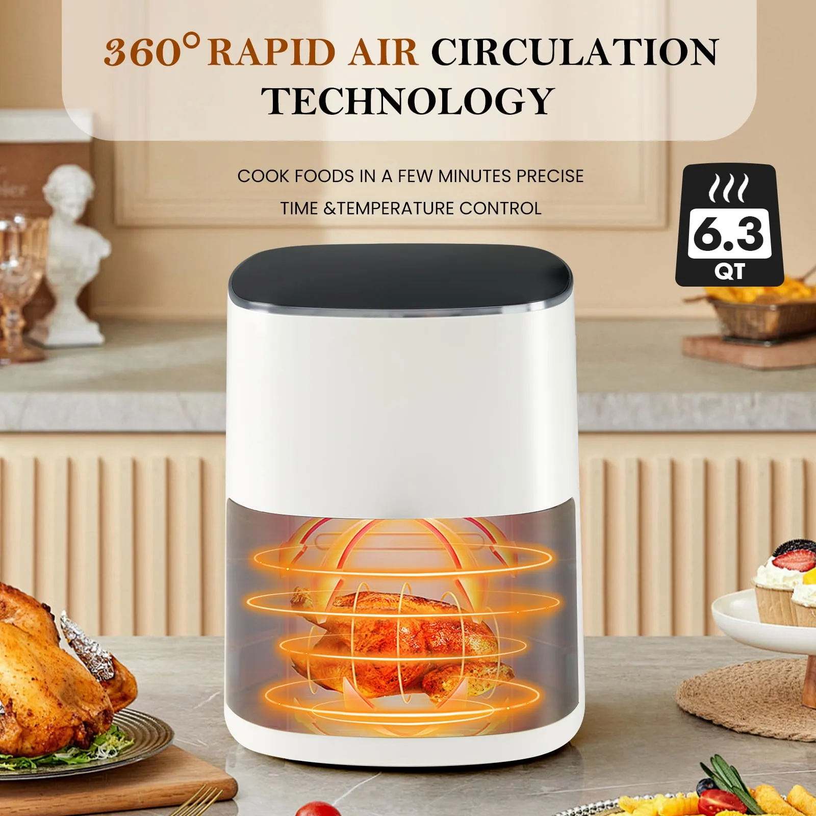 Gianna Air Fryer 6 Quart Capacity - 12-in-1 Multi-Functional Cooking Appliance - Kaedas