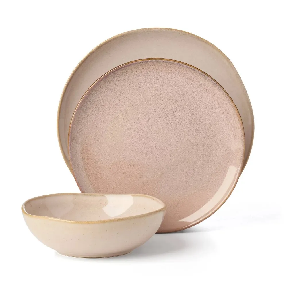 Oneida Organic Shades 12 Pc. Dinnerware Set, Service for 4 - Pink - Kaedas