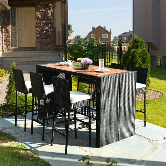 7 Pieces Patio Rattan Wicker Dining Furniture Set - Kaedas
