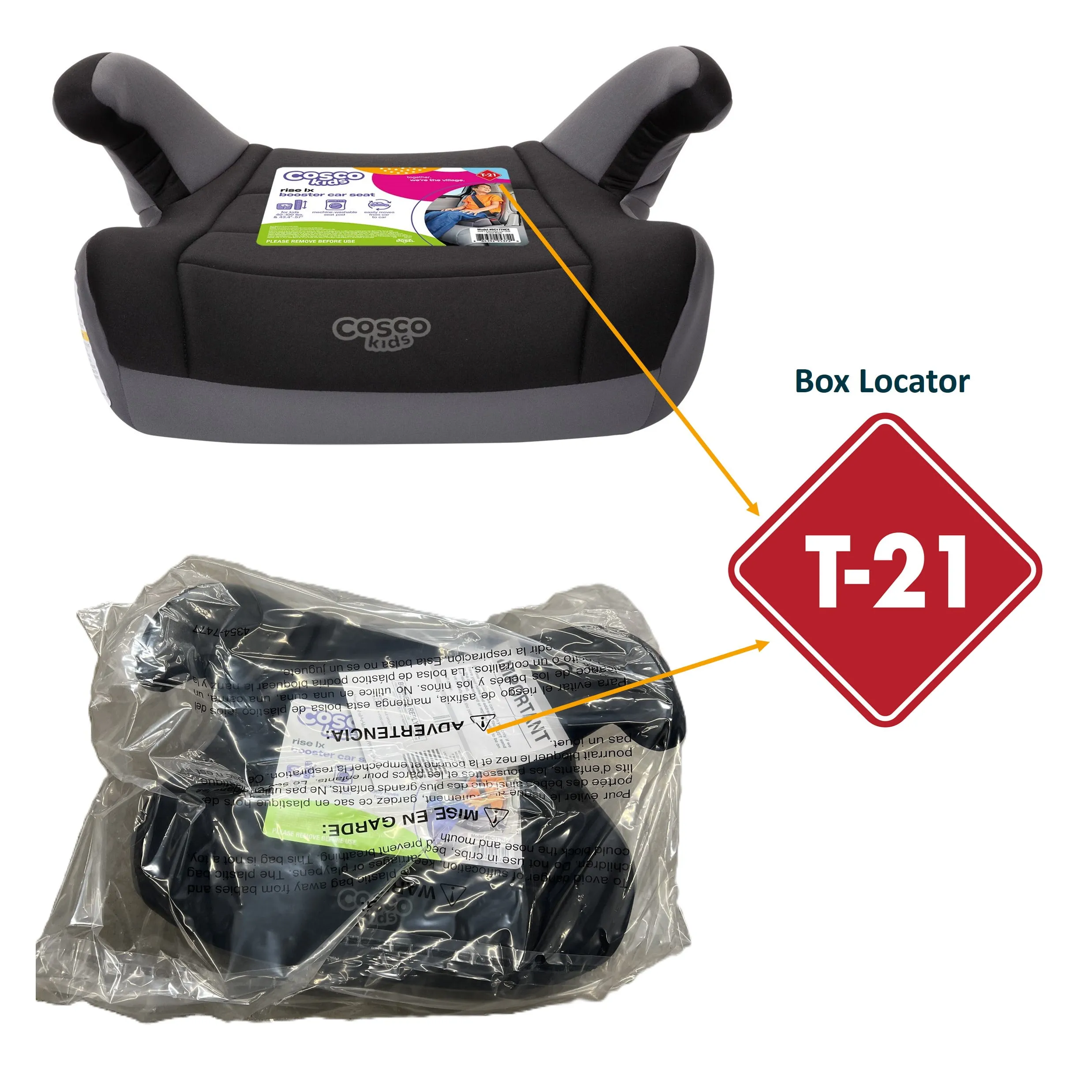 Cosco Kids Rise LX Booster Car Seat - Fossil Black - Kaedas