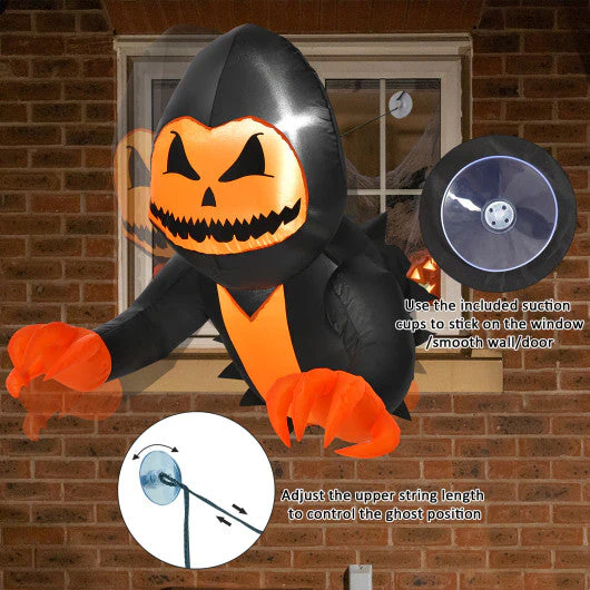 3.3 Feet Halloween Inflatable Pumpkin Head Ghost Broke Out From Window - Kaedas