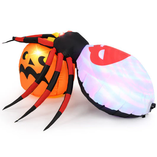 4.9 X 4.6 Feet Inflatable Spider With Pumpkin and Rotating Light - Kaedas