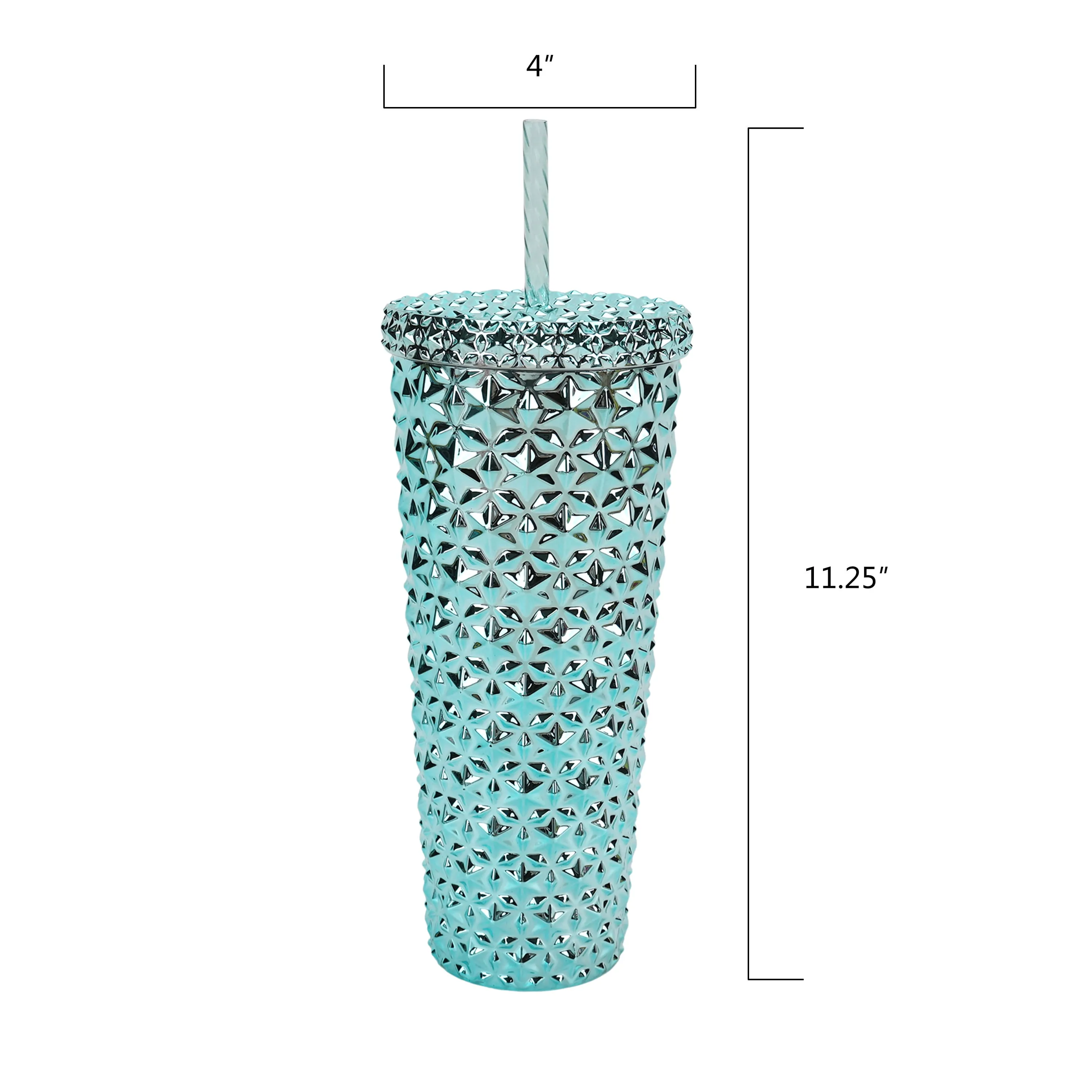 26 oz Plastic Double Wall Insulated Textured Tumbler with Straw - Blue Metallic - Kaedas