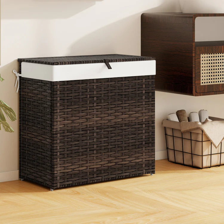 Laundry Hamper With Wheels and Lid-Brown - Kaedas